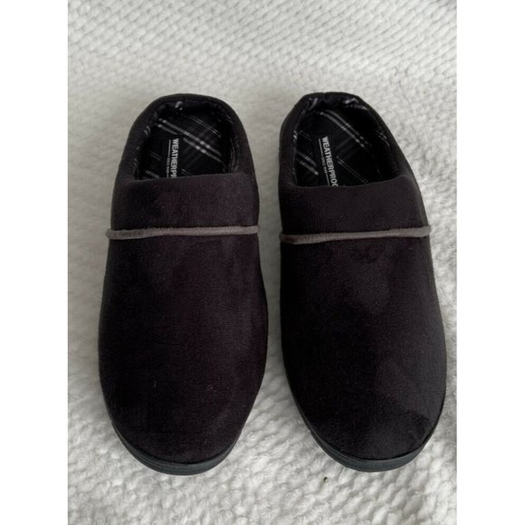 Men’s Size XL 11-12 Weatherproof Vintage Faux Suede Slip On Clog Slippers Black main image 4